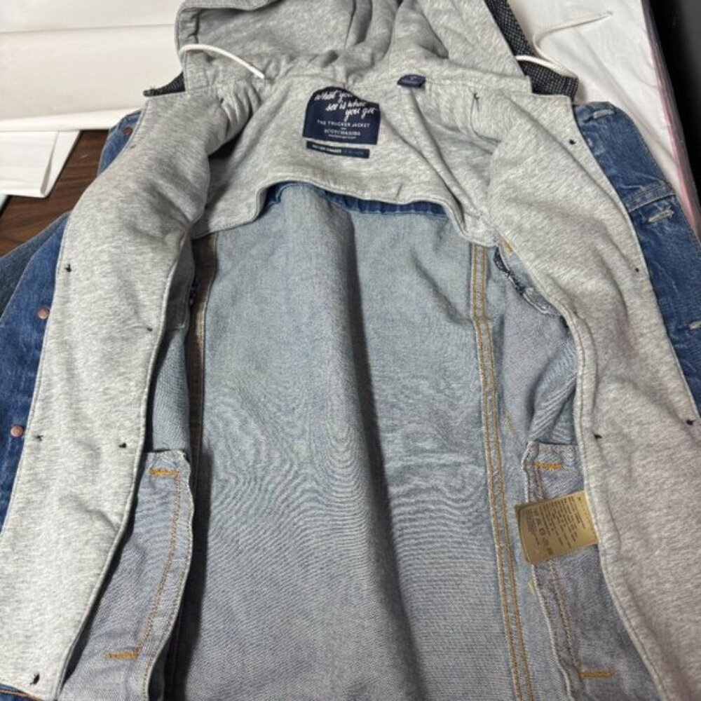 Mens Scotch And Soda Denim Trucker Jacket With Hoodie - Picture 7 of 8